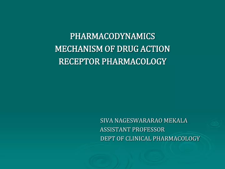 pharmacodynamics mechanism of drug action