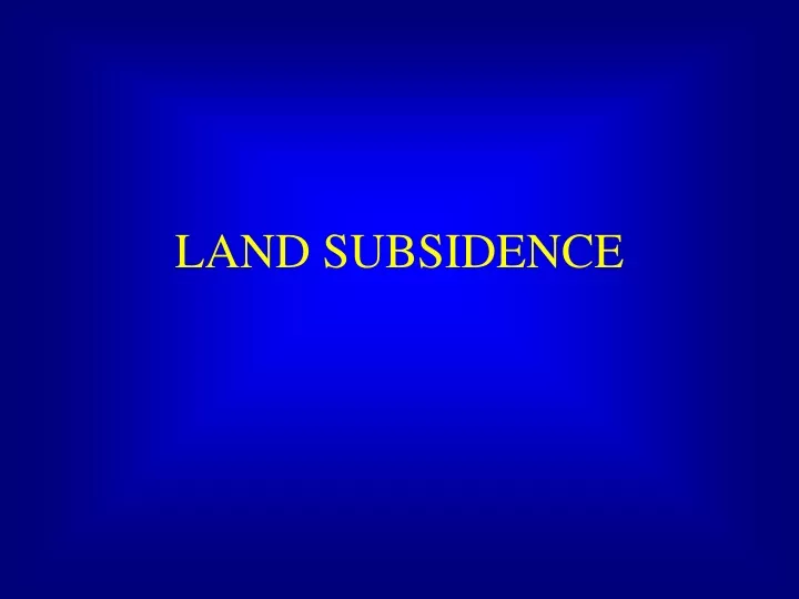 land subsidence