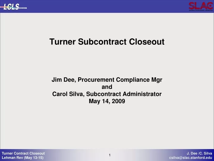 turner subcontract closeout