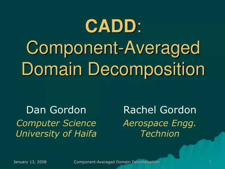cadd component averaged domain decomposition