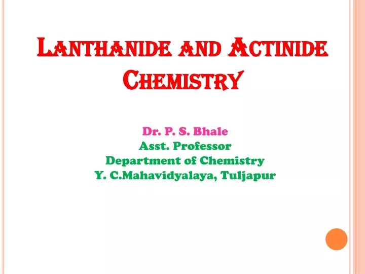 lanthanide and actinide chemistry
