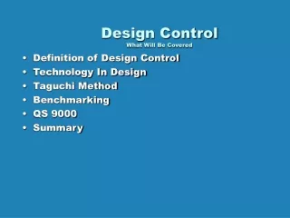 Design Control What Will Be Covered