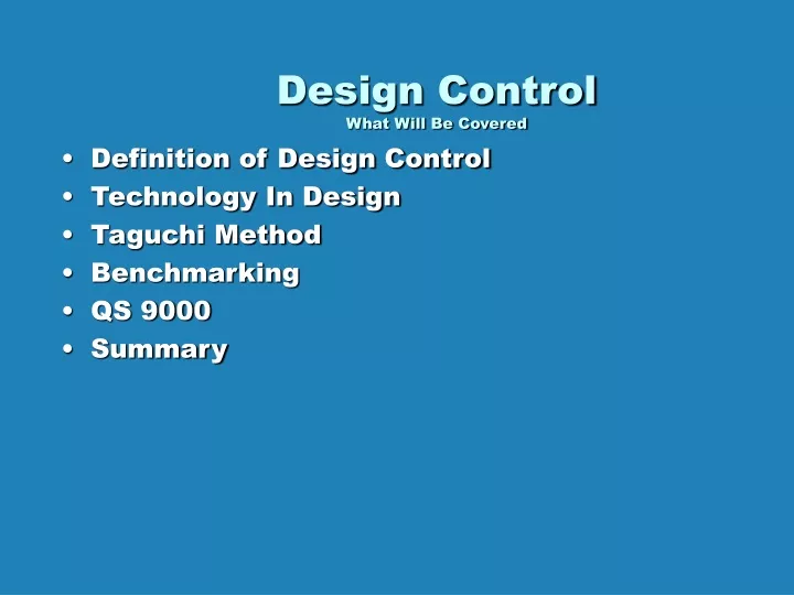 design control what will be covered