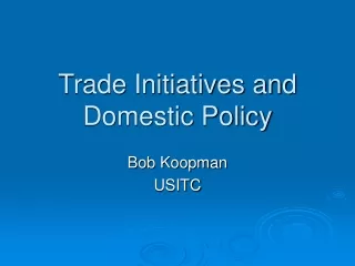 Trade Initiatives and Domestic Policy