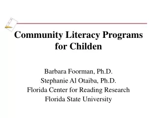 Community Literacy Programs for Childen