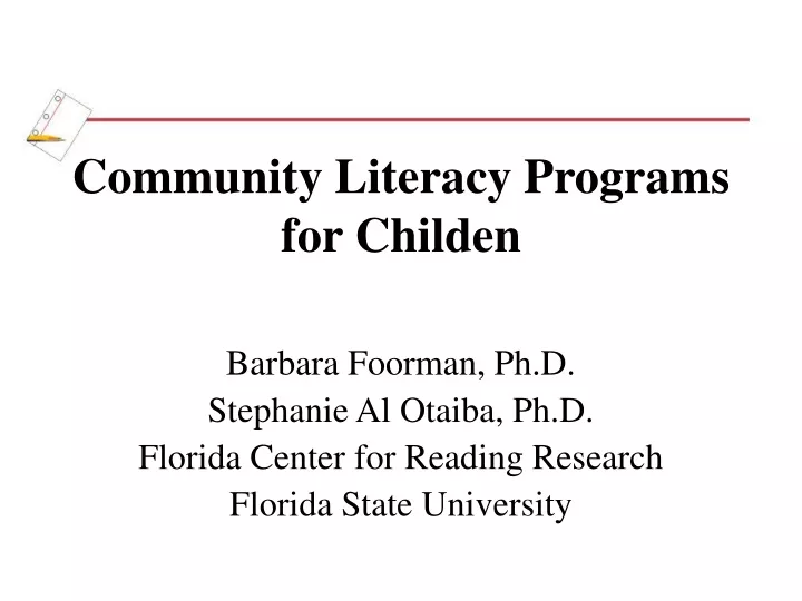 community literacy programs for childen