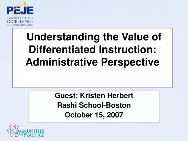 understanding the value of differentiated instruction administrative perspective