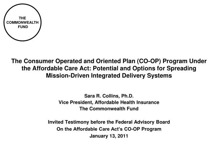 the consumer operated and oriented plan