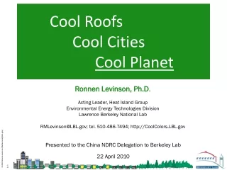 Cool Roofs 		  Cool Cities  Cool Planet