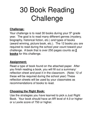 30 Book Reading Challenge
