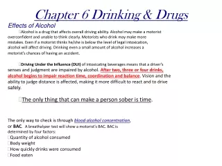 Chapter 6 Drinking &amp; Drugs