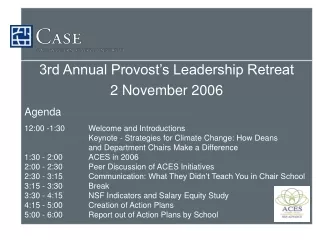 3rd Annual Provost’s Leadership Retreat 2 November 2006   Agenda