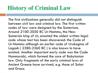 History of Criminal Law