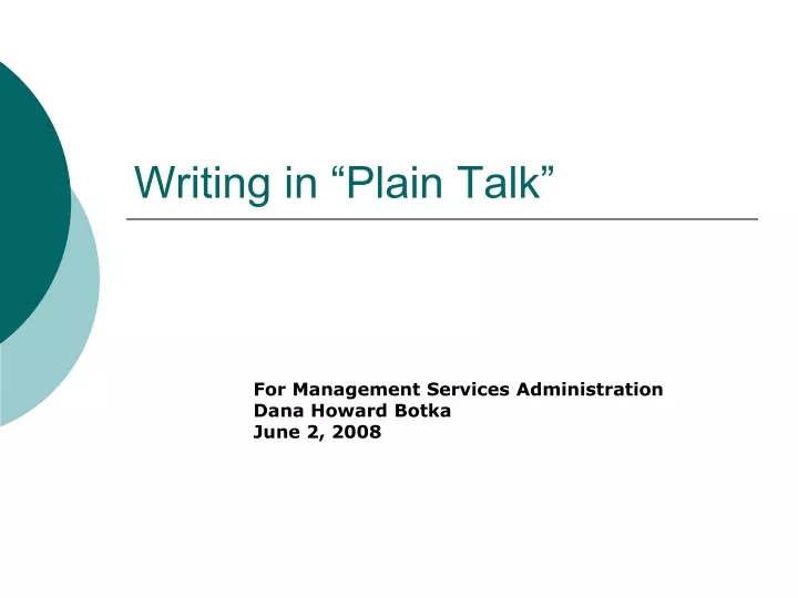 writing in plain talk