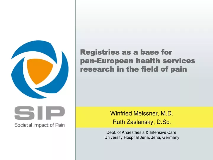 registries as a base for pan european health services research in the field of pain