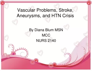 Vascular Problems, Stroke, Aneurysms, and HTN Crisis