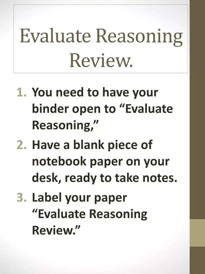 evaluate reasoning review