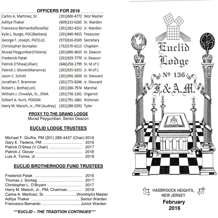 officers for 2016 proxy to the grand lodge murad