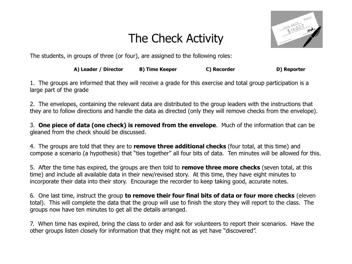 the check activity the students in groups