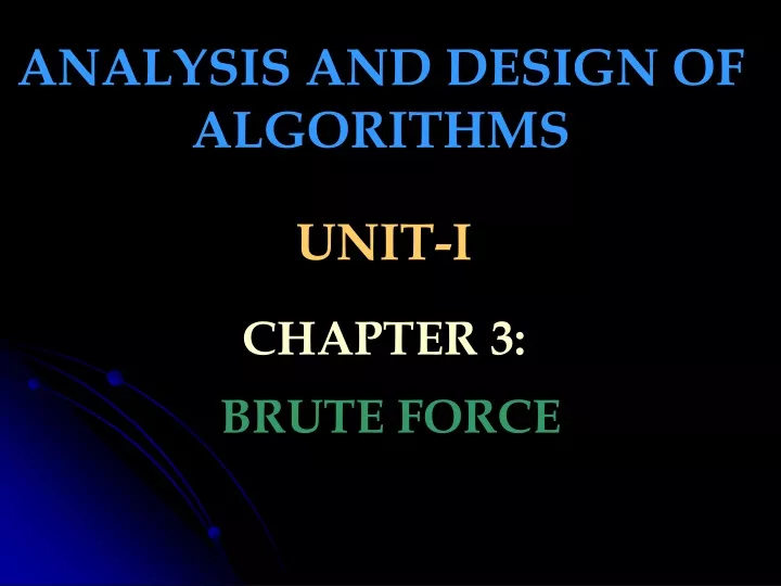 analysis and design of algorithms