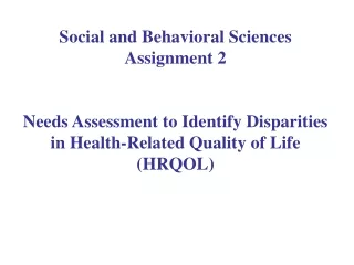 Social and Behavioral Sciences Assignment 2