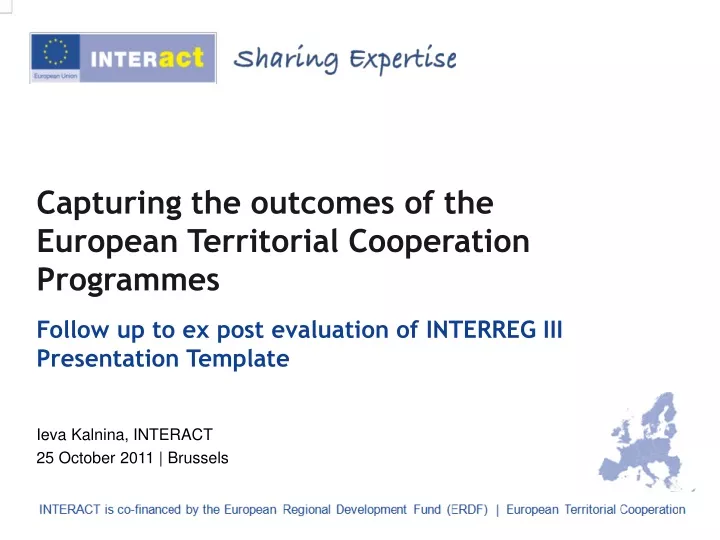 capturing the outcomes of the european territorial cooperation programmes