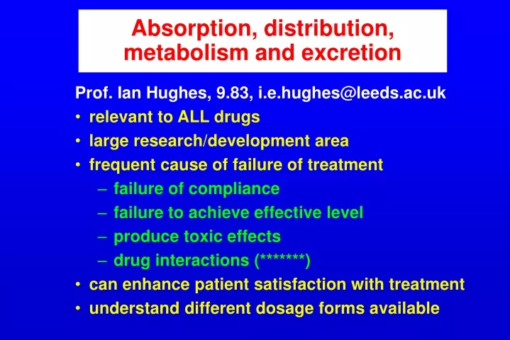 absorption distribution metabolism and excretion
