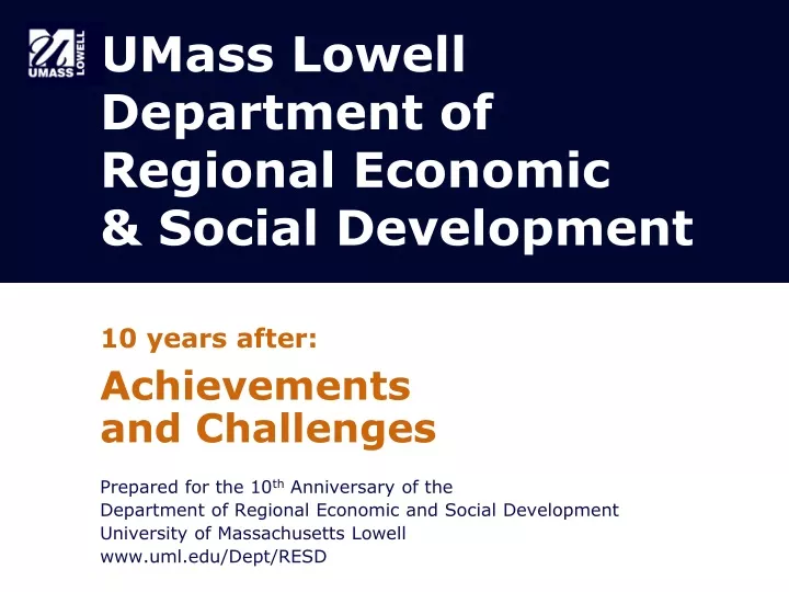 umass lowell department of regional economic social development