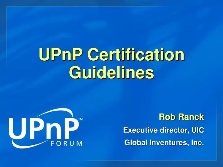 upnp certification guidelines