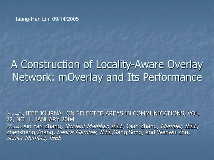 a construction of locality aware overlay network moverlay and its performance