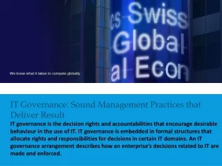 IT  Governance: Sound Management Practices that Deliver  Result