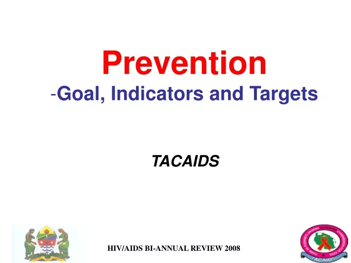 prevention goal indicators and targets tacaids