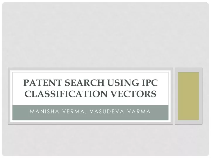 patent search using ipc classification vectors