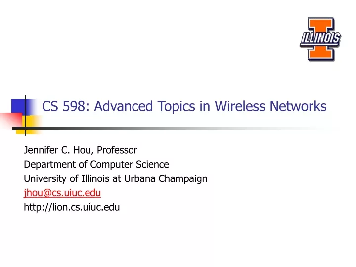 cs 598 advanced topics in wireless networks