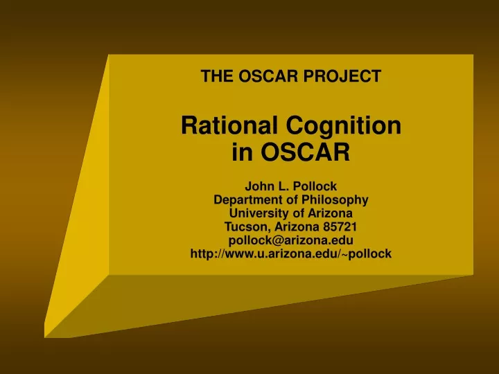 the oscar project rational cognition in oscar