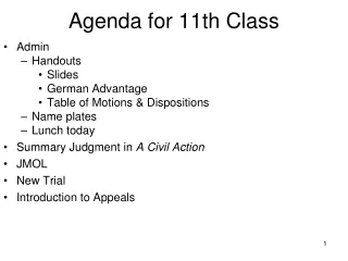 Agenda for 11th Class