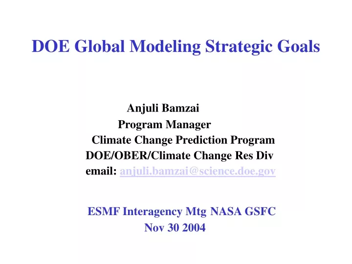 doe global modeling strategic goals