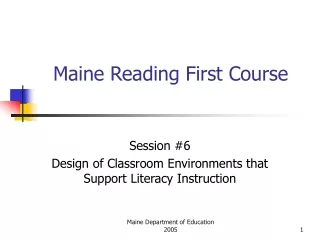 Maine Reading First Course