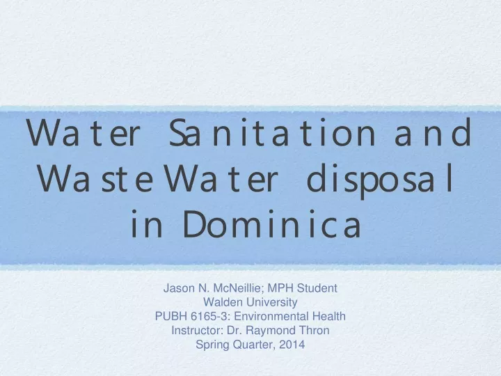 water sanitation and waste water disposal in dominica