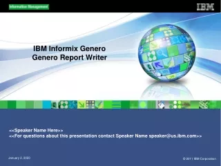 IBM Informix Genero Genero Report Writer