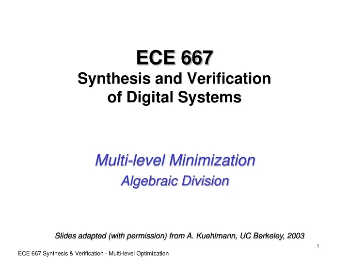 ece 667 synthesis and verification of digital systems