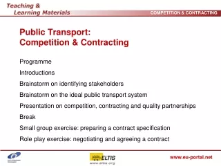 Public Transport: Competition &amp; Contracting