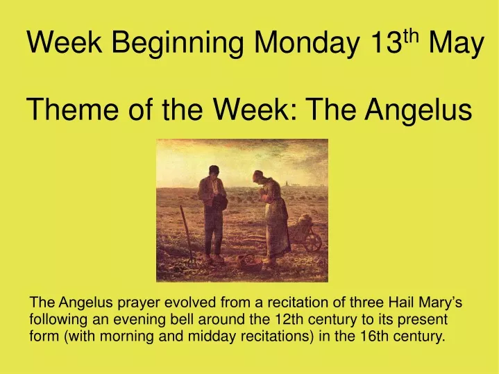 week beginning monday 13 th may theme of the week