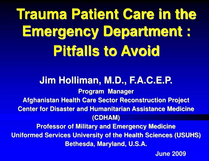 trauma patient care in the emergency department