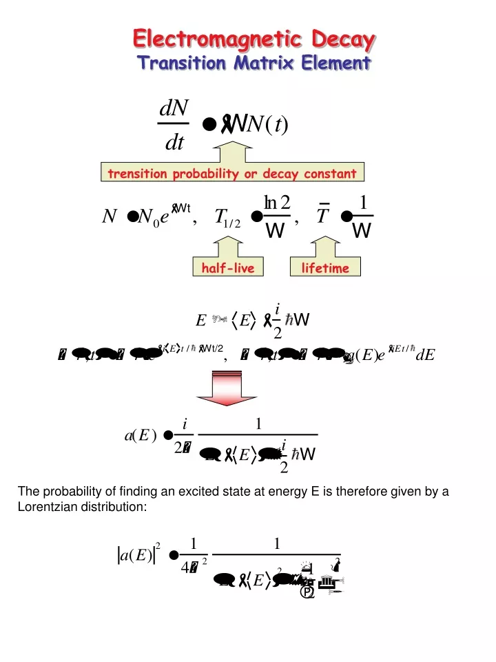 electromagnetic decay transition matrix element