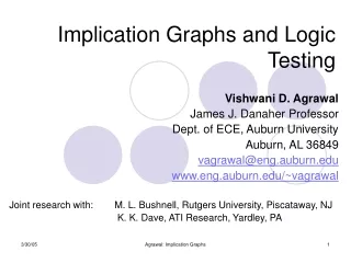 Implication Graphs and Logic Testing