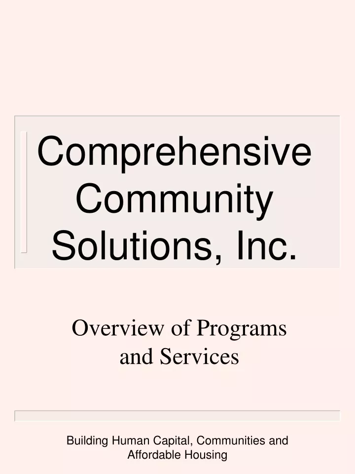 comprehensive community solutions inc