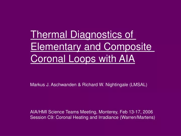 thermal diagnostics of elementary and composite