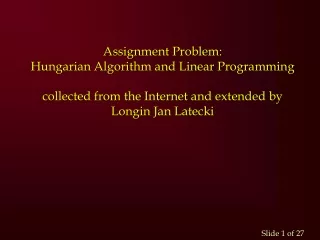 Assignment Problem  Exampl