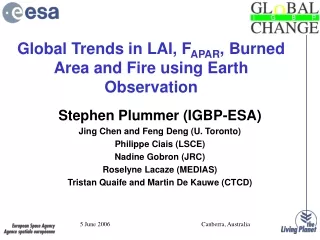 Global Trends in LAI, F APAR , Burned Area and Fire using Earth Observation
